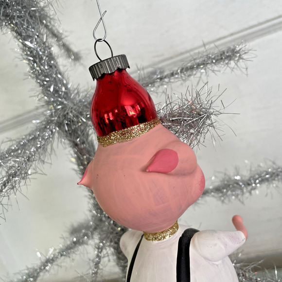 Vintage Christmas Blown Glass PIG Ornament de Carlini (?) Italy - Picture 4 of 8